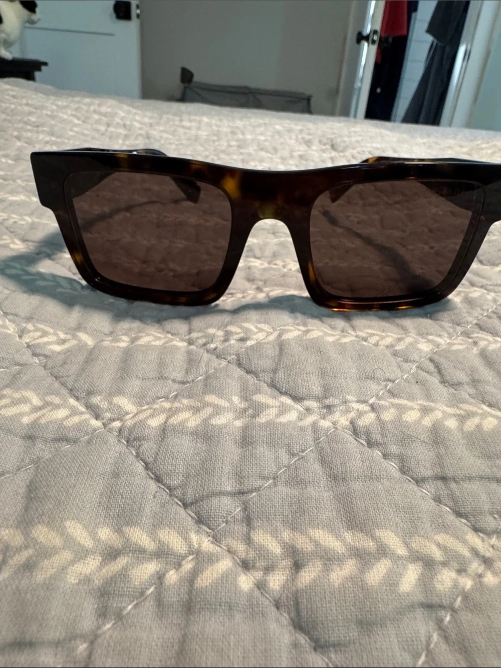 Prada Tortoiseshell Rectangular Sunglasses with Dark Lenses